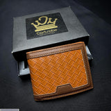 Woven Pattern Bifold Wallet – Slim Card Wallet with Gift Box
